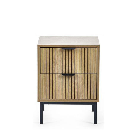 Hawaii Oak Ribbed 2 Drawer Bedside Cabinet