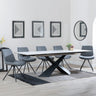 Grappa White Ceramic Extending Dining Set - Messina Dark Grey Fabric Swivel Dining Chair