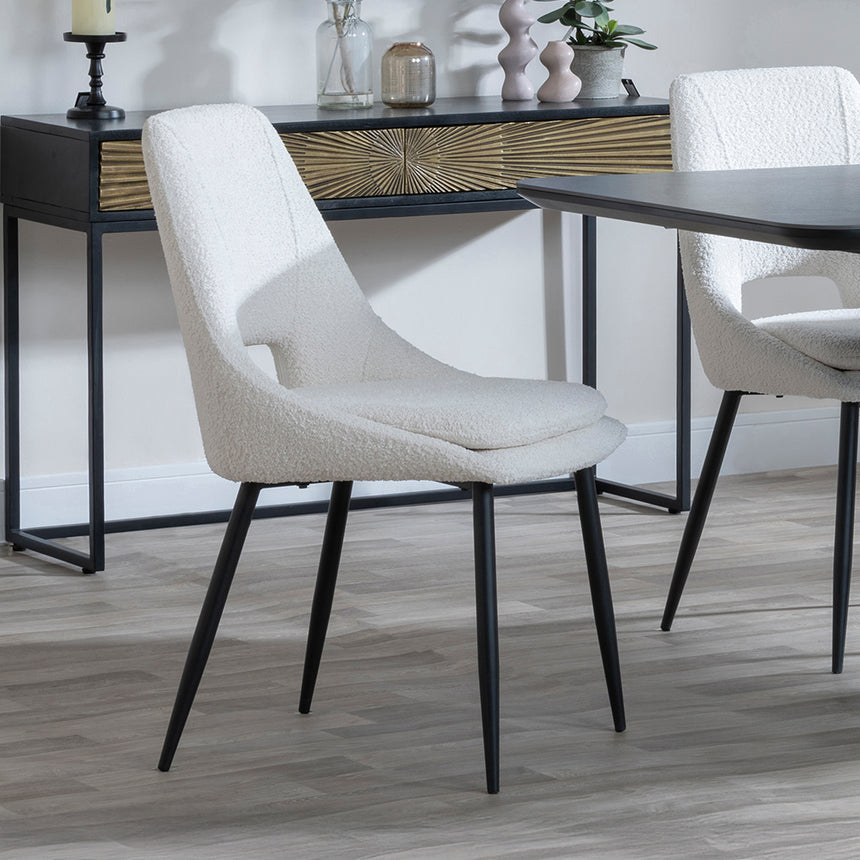 Helen Black Ceramic Extending Dining Set with Pedestal Base - Stansbury Fabric Dining Chair