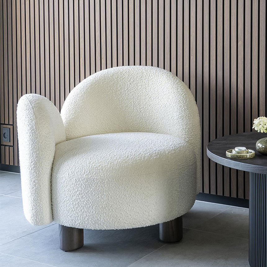 Honolulu White Boucle Fabric Left Hand Facing Lounge Chair
