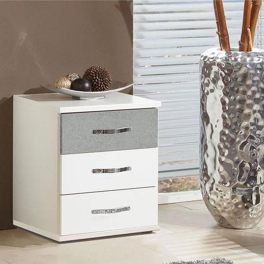 Carrara 3 Drawer Bedside Cabinet