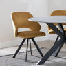 Ion Mustard Velvet Fabric Swivel Dining Chair with Black Legs-4