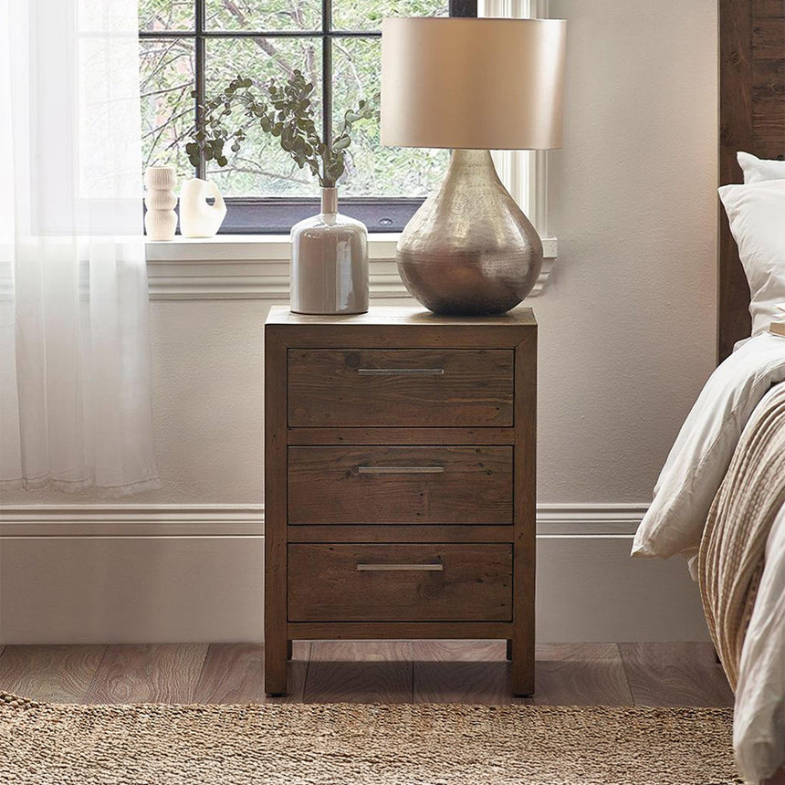 Iowa Reclaimed Pine 3 Drawer Bedside