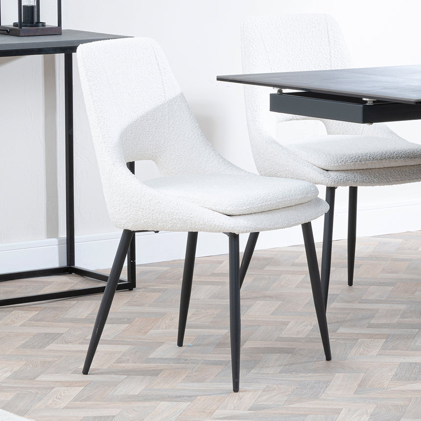 Isabella Black Ceramic Extending Dining Set - Stansbury Fabric Dining Chair