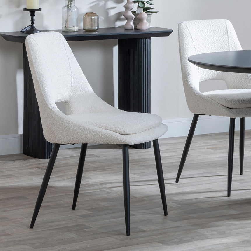Joyce Dark Grey  Ceramic Oval Dining Set with Pedestal Base - Stansbury Fabric Dining Chair