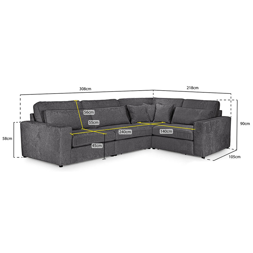 Carmel Mocha Fabric Right Hand Facing Modular Corner Sofa