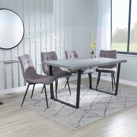Kimberly Grey Faux Concrete Dining Set - Bolzano Fabric Dining Chair