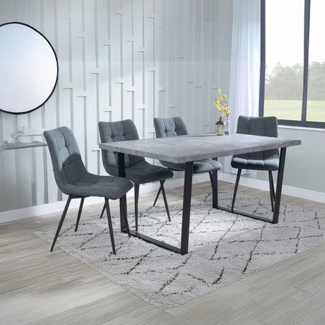 Kimberly Grey Faux Concrete Dining Set - Bolzano Fabric Dining Chair