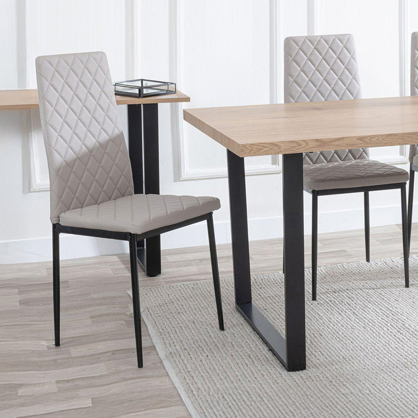 Kimberly Oak Dining Set - Novato Leather Dining Chair With Black Legs