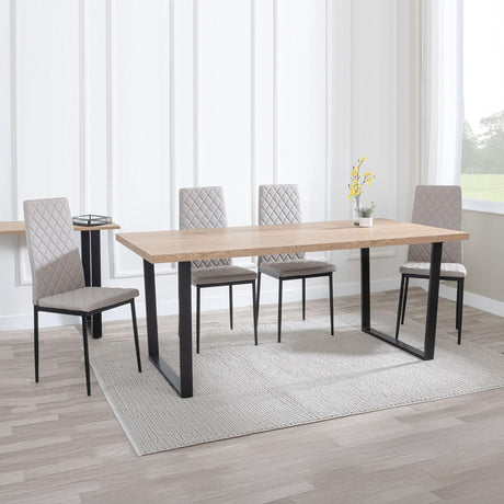 Kimberly Oak Effect Dining Set - Novato Leather Dining Chair With Black Legs