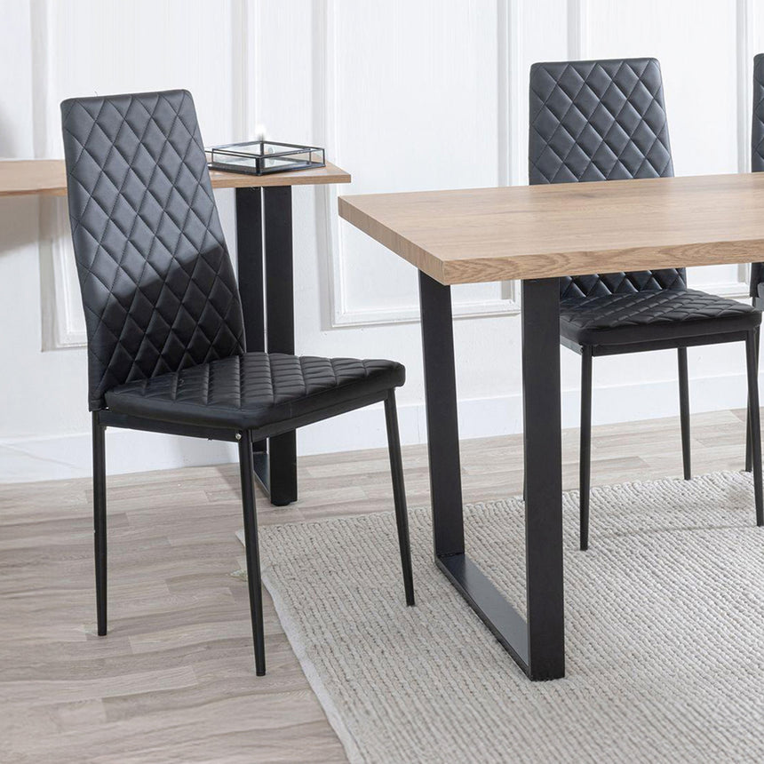 Kimberly Oak Dining Set - Novato Leather Dining Chair With Black Legs