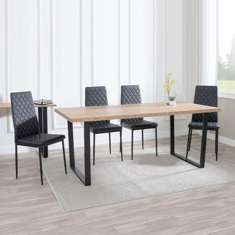 Kimberly Oak Effect Dining Set - Novato Leather Dining Chair With Black Legs