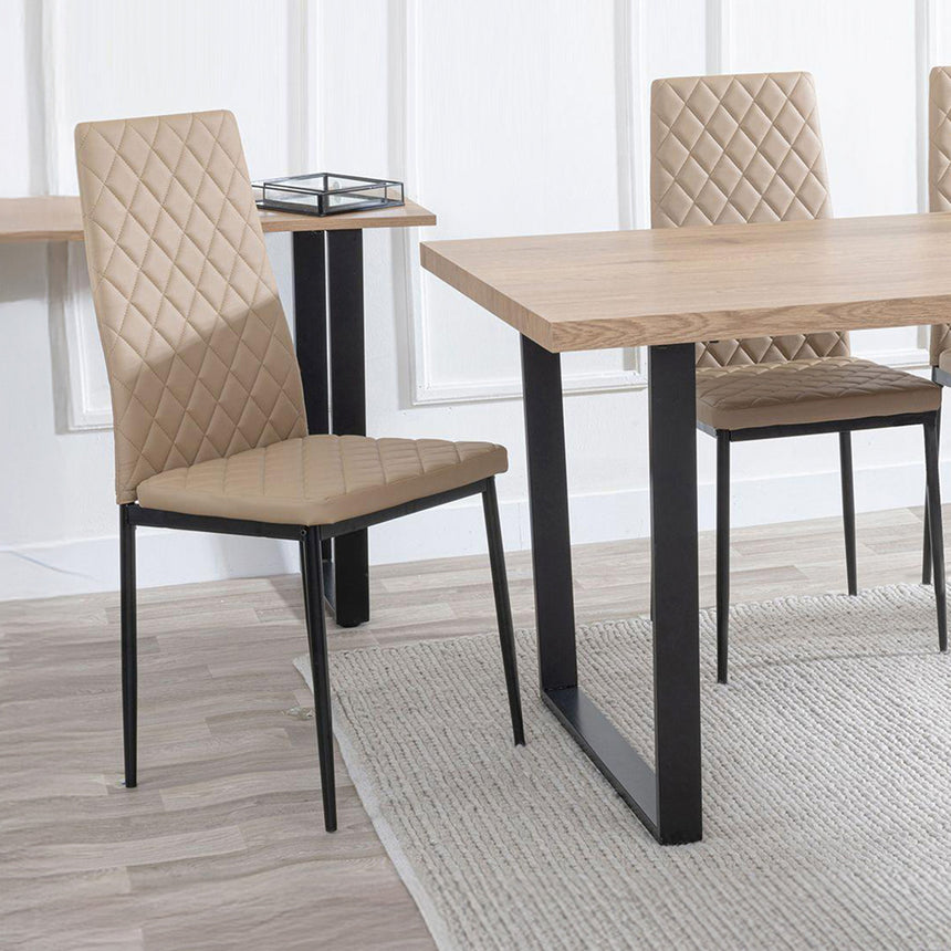Kimberly Oak Dining Set - Novato Leather Dining Chair With Black Legs