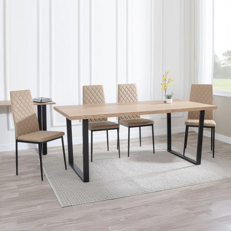 Kimberly Oak Effect Dining Set - Novato Leather Dining Chair With Black Legs