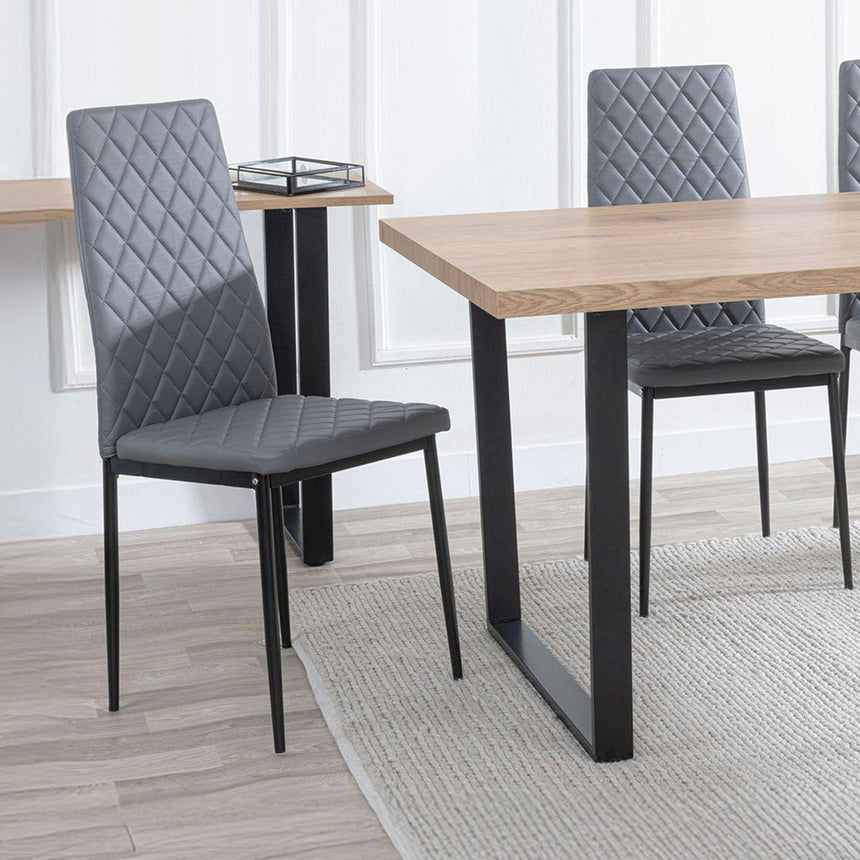 Kimberly Oak Dining Set - Novato Leather Dining Chair With Black Legs