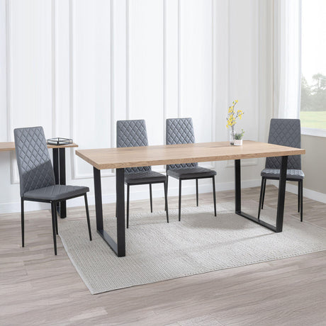 Kimberly Oak Effect Dining Set - Novato Leather Dining Chair With Black Legs
