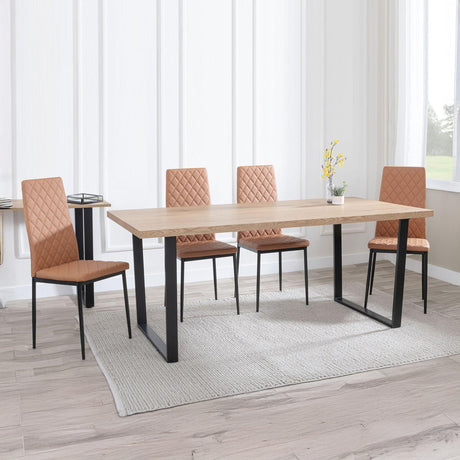 Kimberly Oak Effect Dining Set - Novato Leather Dining Chair With Black Legs