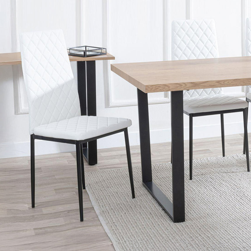 Kimberly Oak Dining Set - Novato Leather Dining Chair With Black Legs