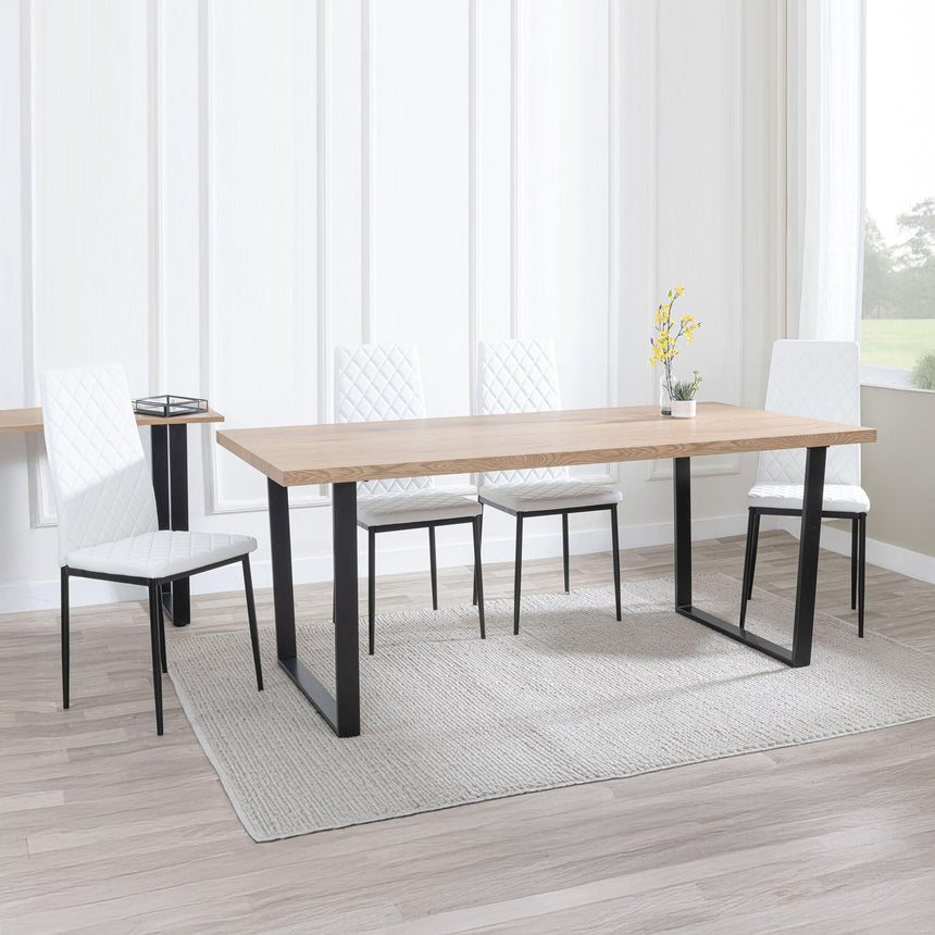 Kimberly Oak Dining Set - Novato Leather Dining Chair With Black Legs