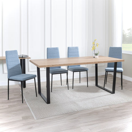 Kimberly Oak Effect Dining Set - Rovigo Fabric Dining Chair With Black Legs