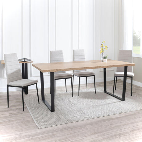 Kimberly Oak Effect Dining Set - Rovigo Fabric Dining Chair With Black Legs