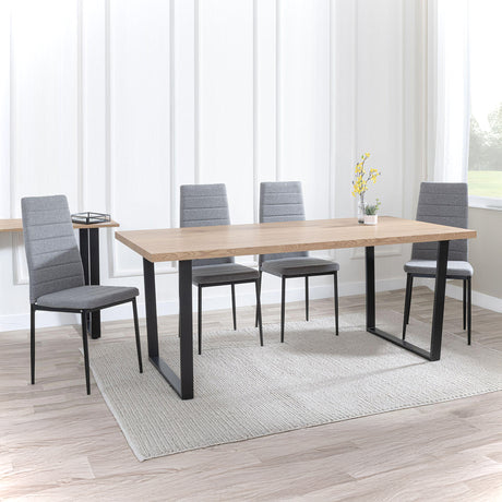 Kimberly Oak Effect Dining Set - Rovigo Fabric Dining Chair With Black Legs