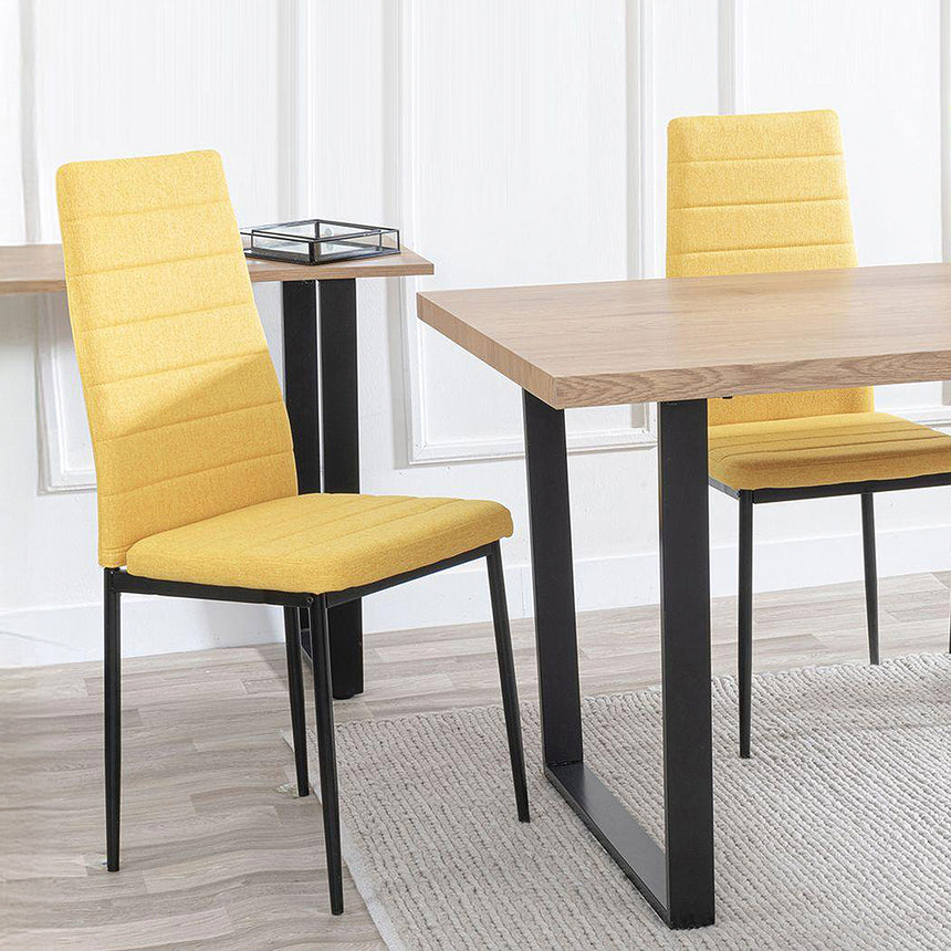 Kimberly Oak Effect Dining Set - Rovigo Fabric Dining Chair With Black Legs