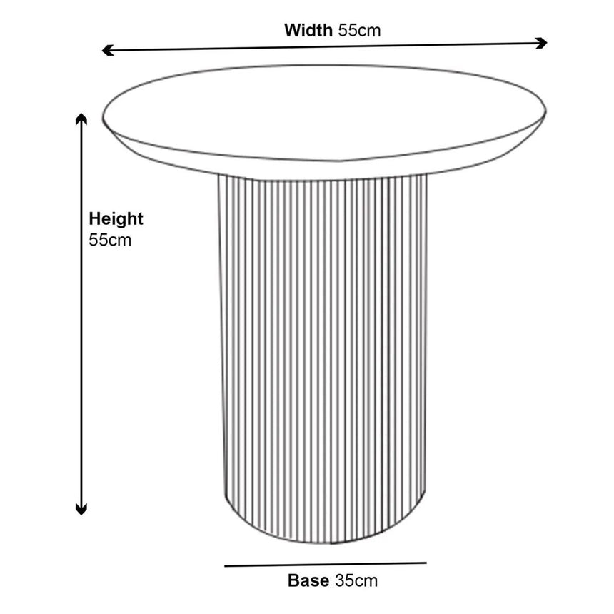 Pavia White Marble Effect Round Lamp Table - Fluted Base