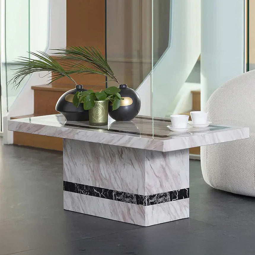 Lima Cream Marble Coffee Table with Pedestal Base