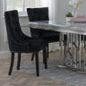 Lion Knocker Back Velvet Fabric Dining Chair with Black Wooden Legs