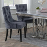 Lion Knocker Back Velvet Fabric Dining Chair with Black Wooden Legs
