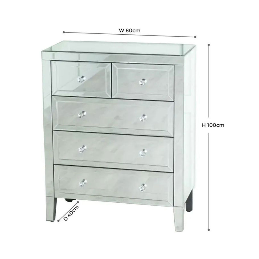 Como Mirrored 3+2 Drawer Chest