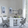 Pavia White Marble Effect Oval Dining Set - Altavista Grey Fabric Swivel Dining Chair