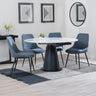 Madison White Ceramic 4 Seater Round Extending Dining Set - Darwin  Fabric Dining Chair