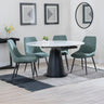 Madison White Ceramic 4 Seater Round Extending Dining Set - Darwin  Fabric Dining Chair