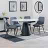 Madison White Ceramic 4 Seater Round Extending Dining Set - Darwin  Fabric Dining Chair