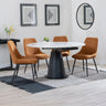 Madison White Ceramic 4 Seater Round Extending Dining Set - Darwin  Fabric Dining Chair