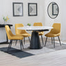 Madison White Ceramic 4 Seater Round Extending Dining Set - Darwin  Fabric Dining Chair