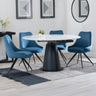 Madison White Ceramic 4 Seater Round Extending Dining Set - Diana Velvet Fabric Swivel Dining Chair