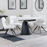 Madison White Ceramic 4 Seater Round Extending Dining Set - Diana Velvet Fabric Swivel Dining Chair