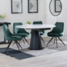 Madison White Ceramic 4 Seater Round Extending Dining Set - Diana Velvet Fabric Swivel Dining Chair