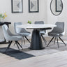Madison White Ceramic 4 Seater Round Extending Dining Set - Diana Velvet Fabric Swivel Dining Chair
