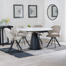 Madison White Ceramic 4 Seater Round Extending Dining Set - Burano Mustard Velvet Fabric Swivel Dining Chair