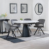 Madison White Ceramic 4 Seater Round Extending Dining Set - Burano Mustard Velvet Fabric Swivel Dining Chair