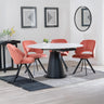 Madison White Ceramic 4 Seater Round Extending Dining Set - Burano Mustard Velvet Fabric Swivel Dining Chair