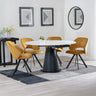 Madison White Ceramic 4 Seater Round Extending Dining Set - Burano Mustard Velvet Fabric Swivel Dining Chair