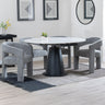 Madison White Ceramic 4 Seater Round Extending Dining Set - Killen Boucle Fabric Dining Chair