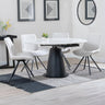 Madison White Ceramic 4 Seater Round Extending Dining Set - Messina Fabric Swivel Dining Chair