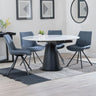 Madison White Ceramic 4 Seater Round Extending Dining Set - Messina Fabric Swivel Dining Chair