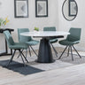 Madison White Ceramic 4 Seater Round Extending Dining Set - Messina Fabric Swivel Dining Chair